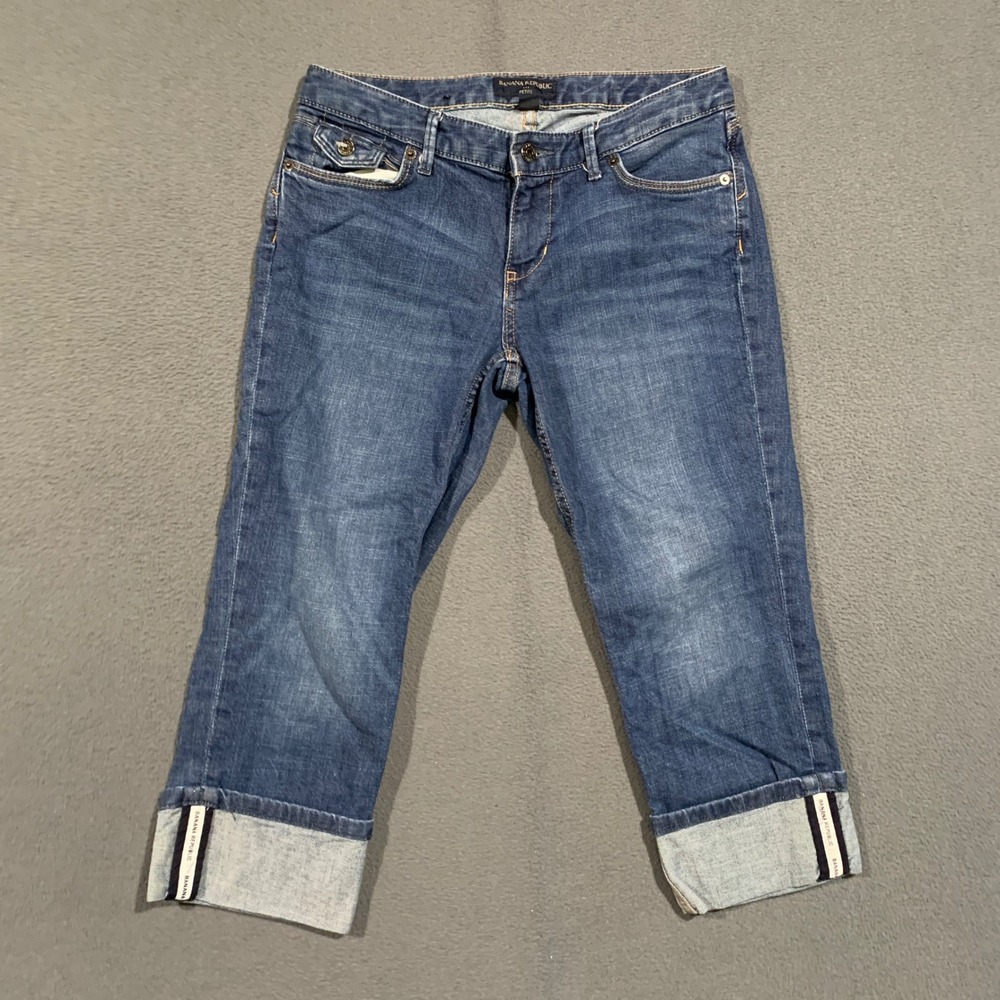 Banana Republic Cropped Jeans Women 27/4P Blue Cuffed Petite Mid Rise Capri